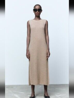 ZARA Metallic Knit Midi Dress – Size Medium